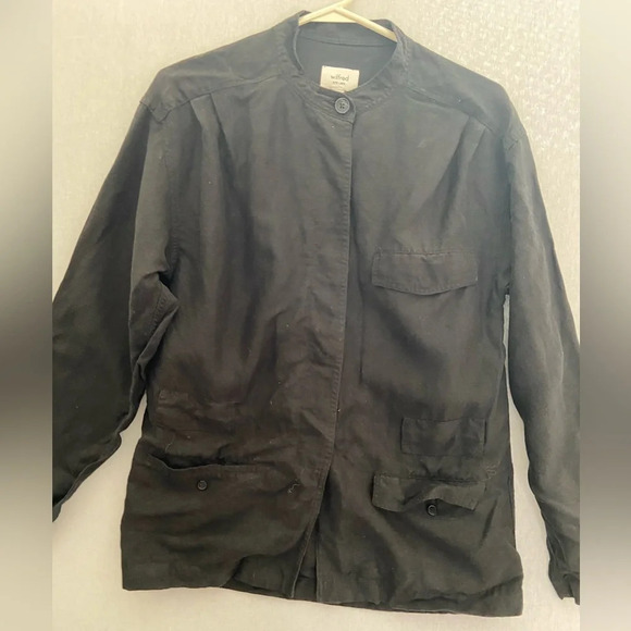 Aritzia Wilfred Womens Nicolet Linen Lyocell Utility Jacket Black Size M - Picture 4 of 11